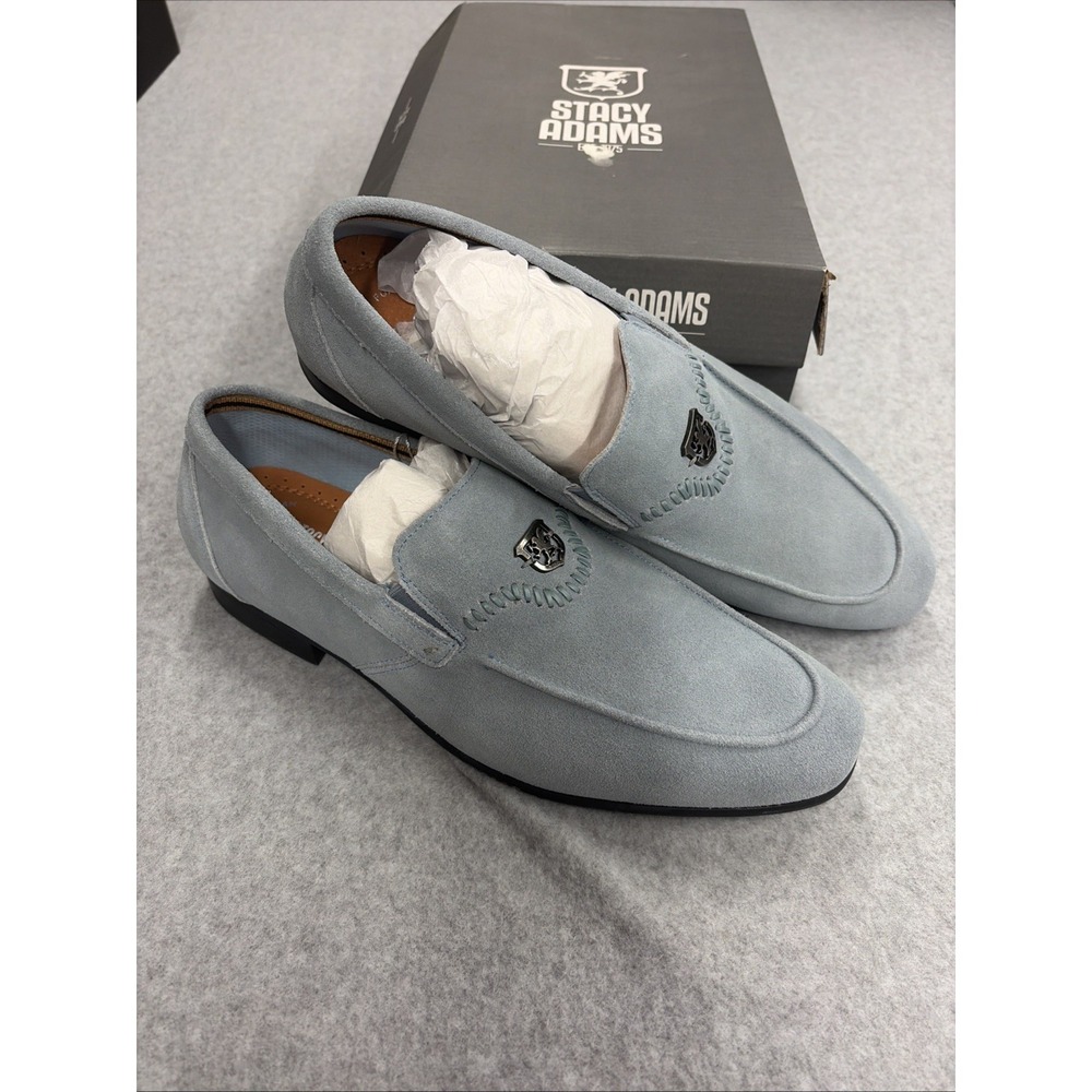 Stacy Adams Quincy Moc Toe Bit Slip-On Loafers Light Blue Suede Size 11 New